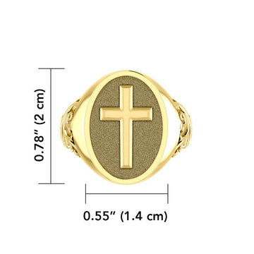 Modern Cross Solid Gold Signet Men Ring GRI1963 - Jewelry
